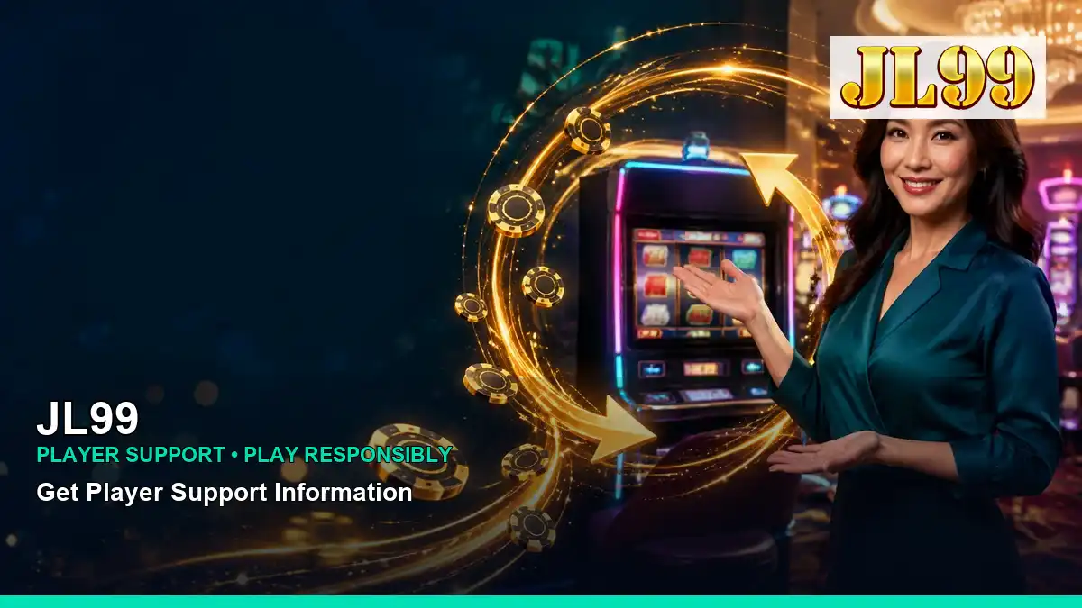 JL99 casino cashback rewards featuring an adult Filipina casino host with a vivid composition