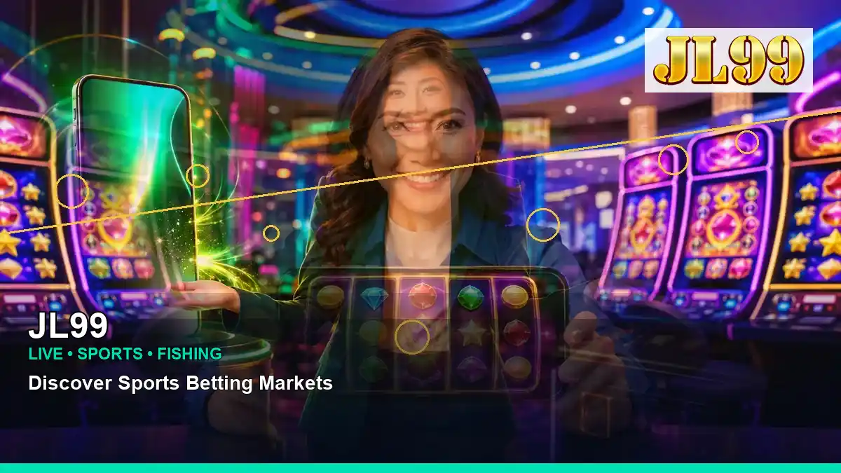 JL99 coins casino cashback rewards featuring an adult Filipina casino host with a centered composition